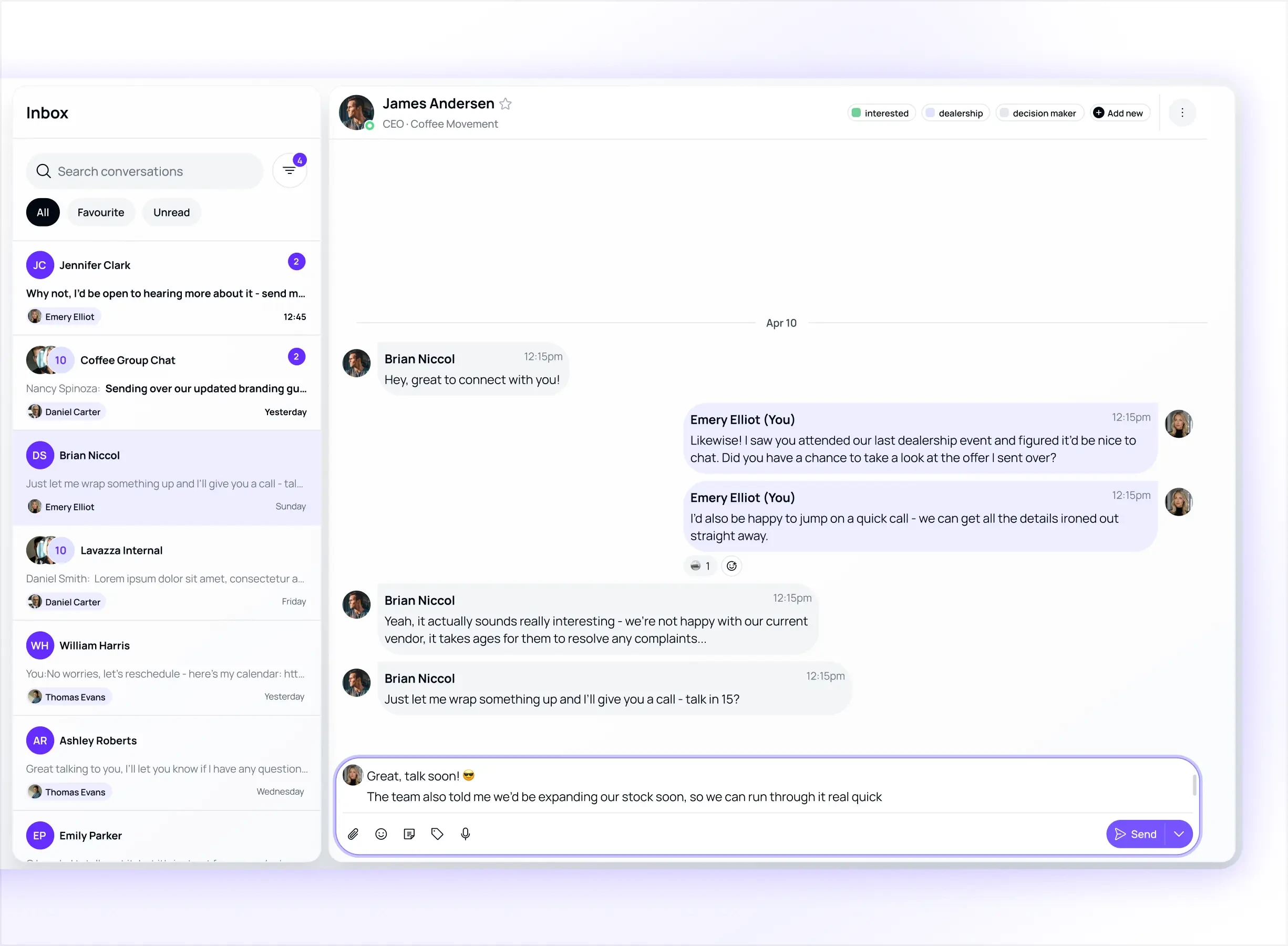 Aimfox Unified Smart Inbox & Lead Status Management