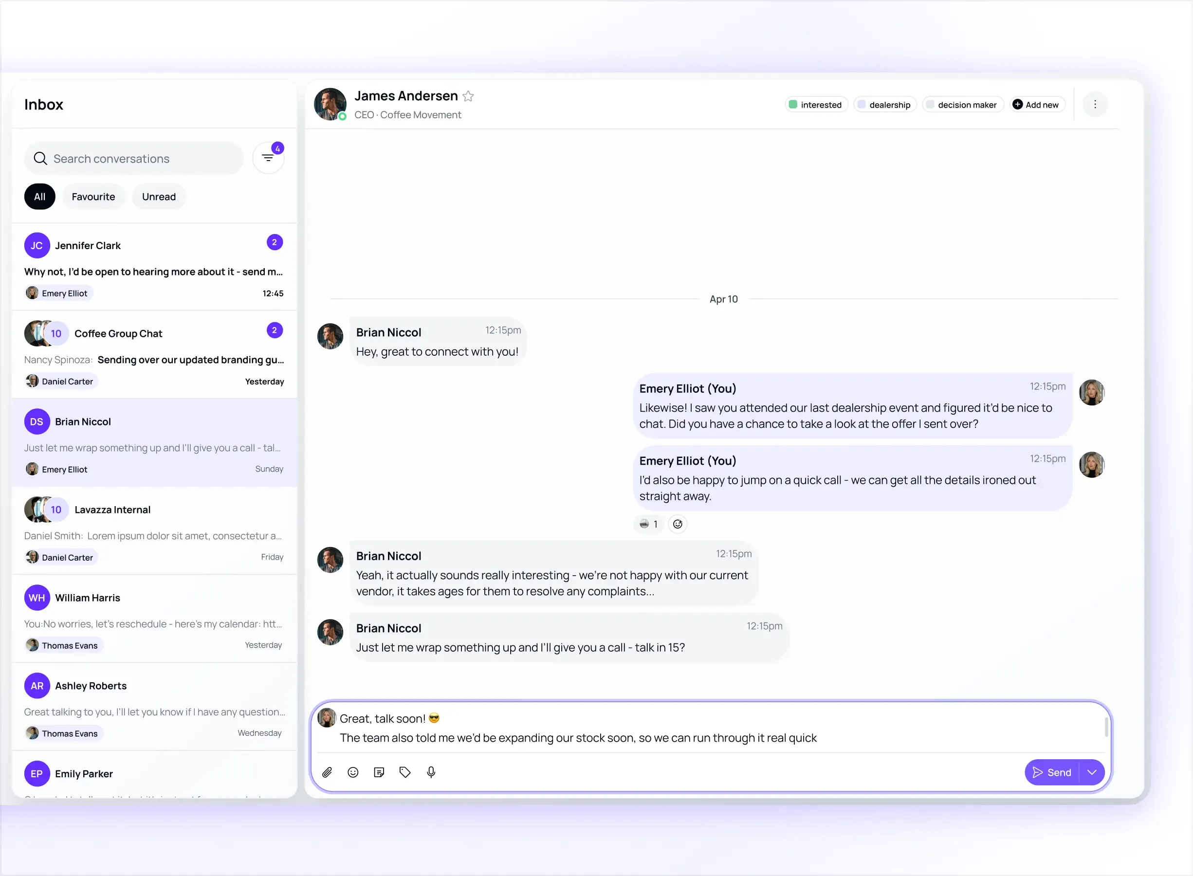 Aimfox Unified Smart Inbox & Lead Status Management