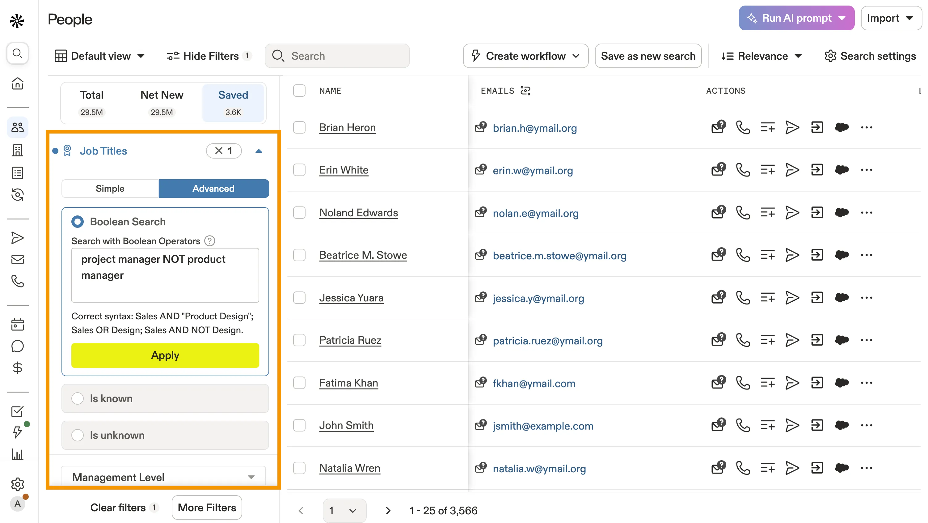Apollo.io B2B Database Search and Multi-Parameter Prospecting Filters
