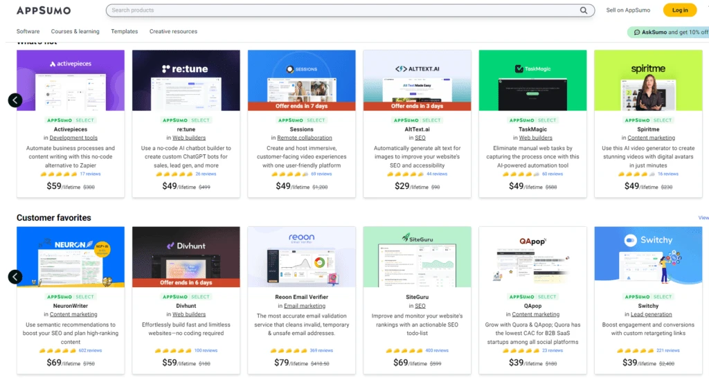 AppSumo Product Deal Page & Tiered Pricing Selection