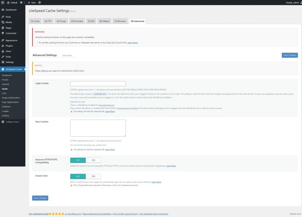 BanaHosting LiteSpeed Web Server & LSCache Performance Settings
