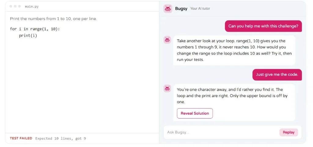 Coddy Bugsy AI Tutor Explaining Code Logic