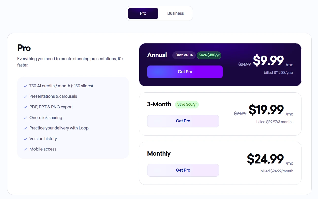 Decktopus Pricing Plans and Subscription Tiers