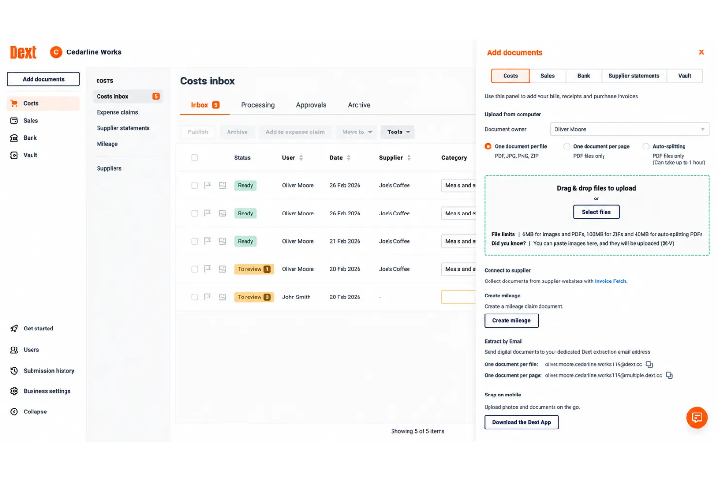 Dext Prepare mobile app interface