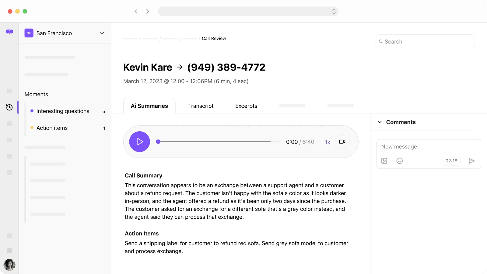 DialpadGPT Live Transcription and AI Call Recaps