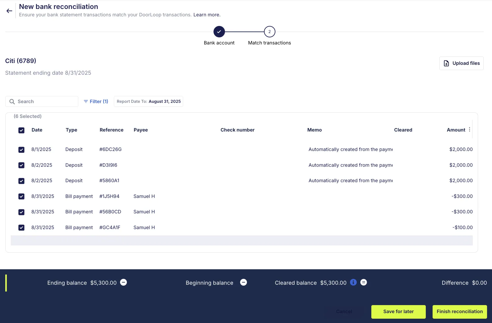DoorLoop Real-Time Bank Reconciliation and Ledger Accounting Interface