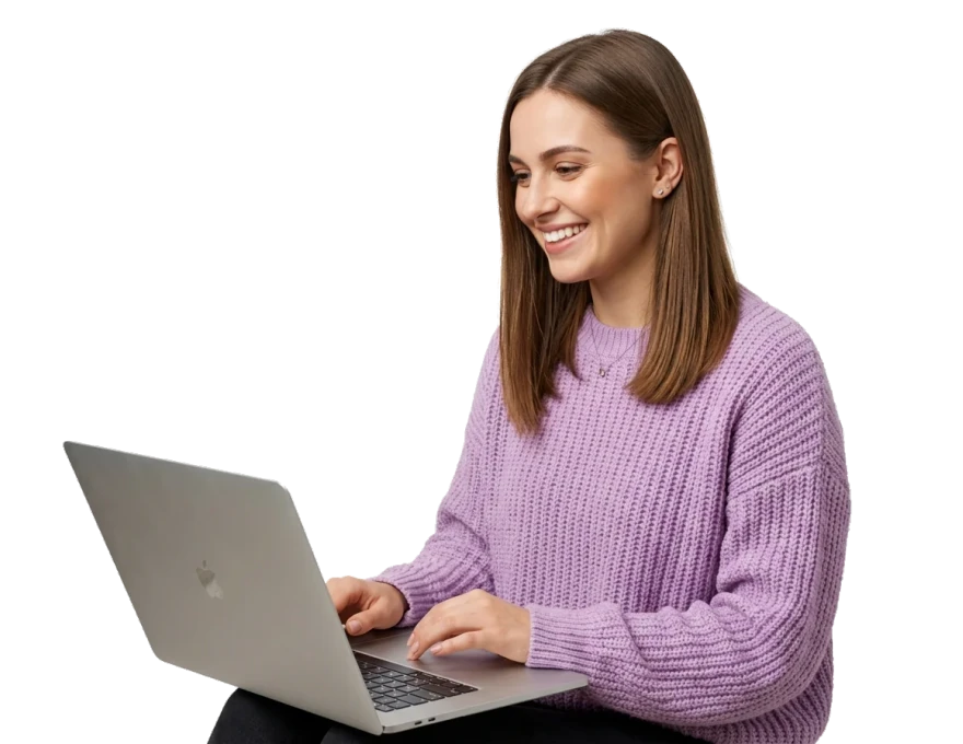 B2B Software Review Expert working on laptop