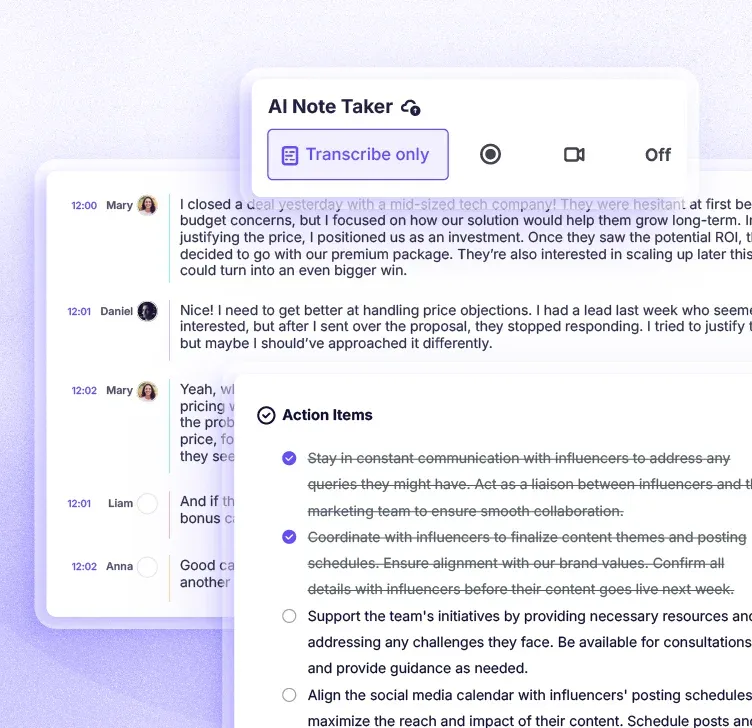 Krisp real-time transcription and live meeting notes display