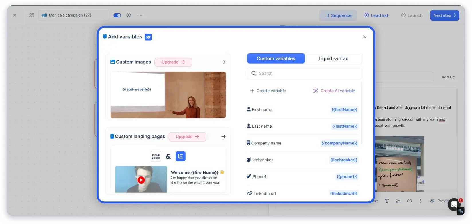 Lemlist Dynamic Image & Video Thumbnail Personalization Canvas