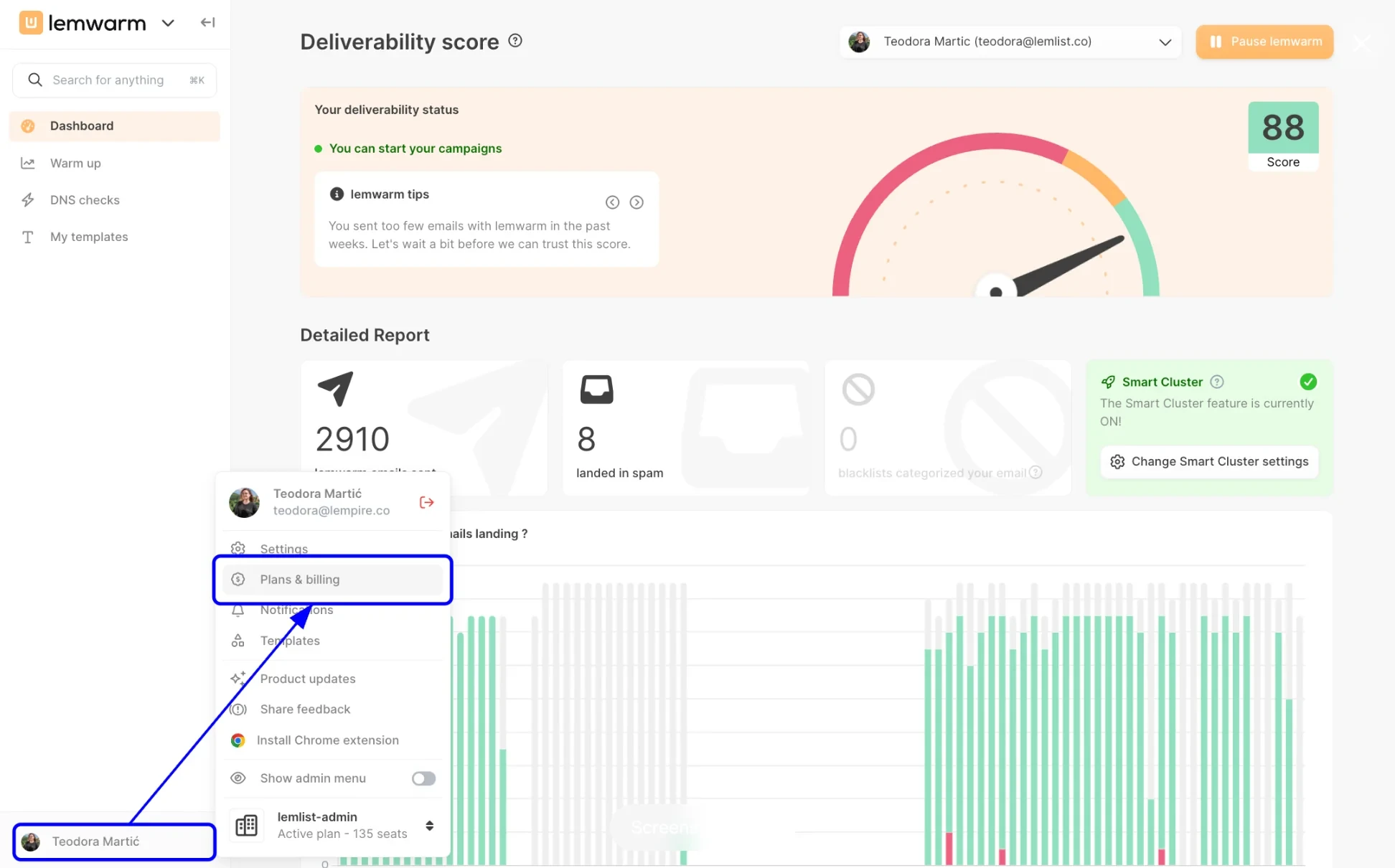 Lemlist lemwarm Automated Email Warm-up & Deliverability Network