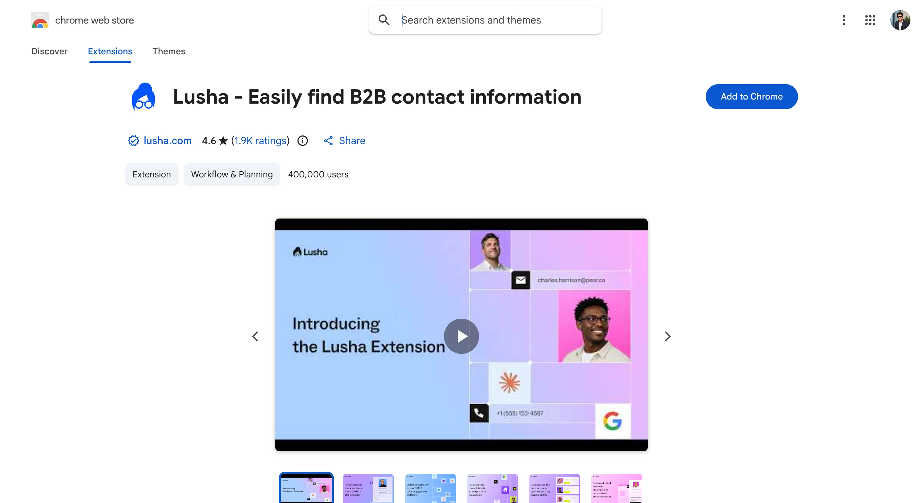 Lusha Chrome Extension Prospecting on LinkedIn Profiles