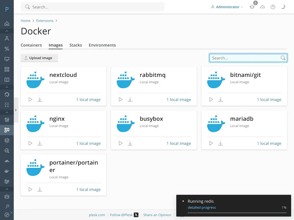 Plesk Extensions Catalog, Docker Containers & Node.js Support