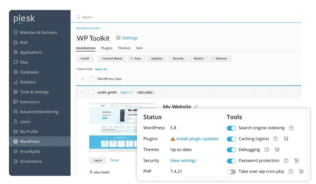 Plesk WordPress Toolkit 1-Click Staging, Cloning & Security