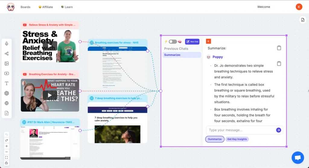 Poppy AI visual canvas and multi-media ingestion interface