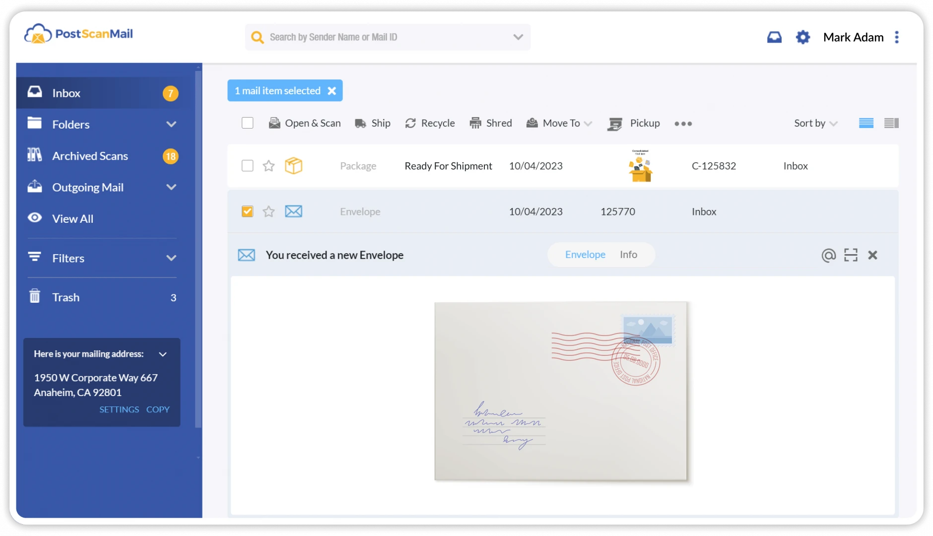 PostScan Mail High-Resolution PDF Document Viewer & OCR Search