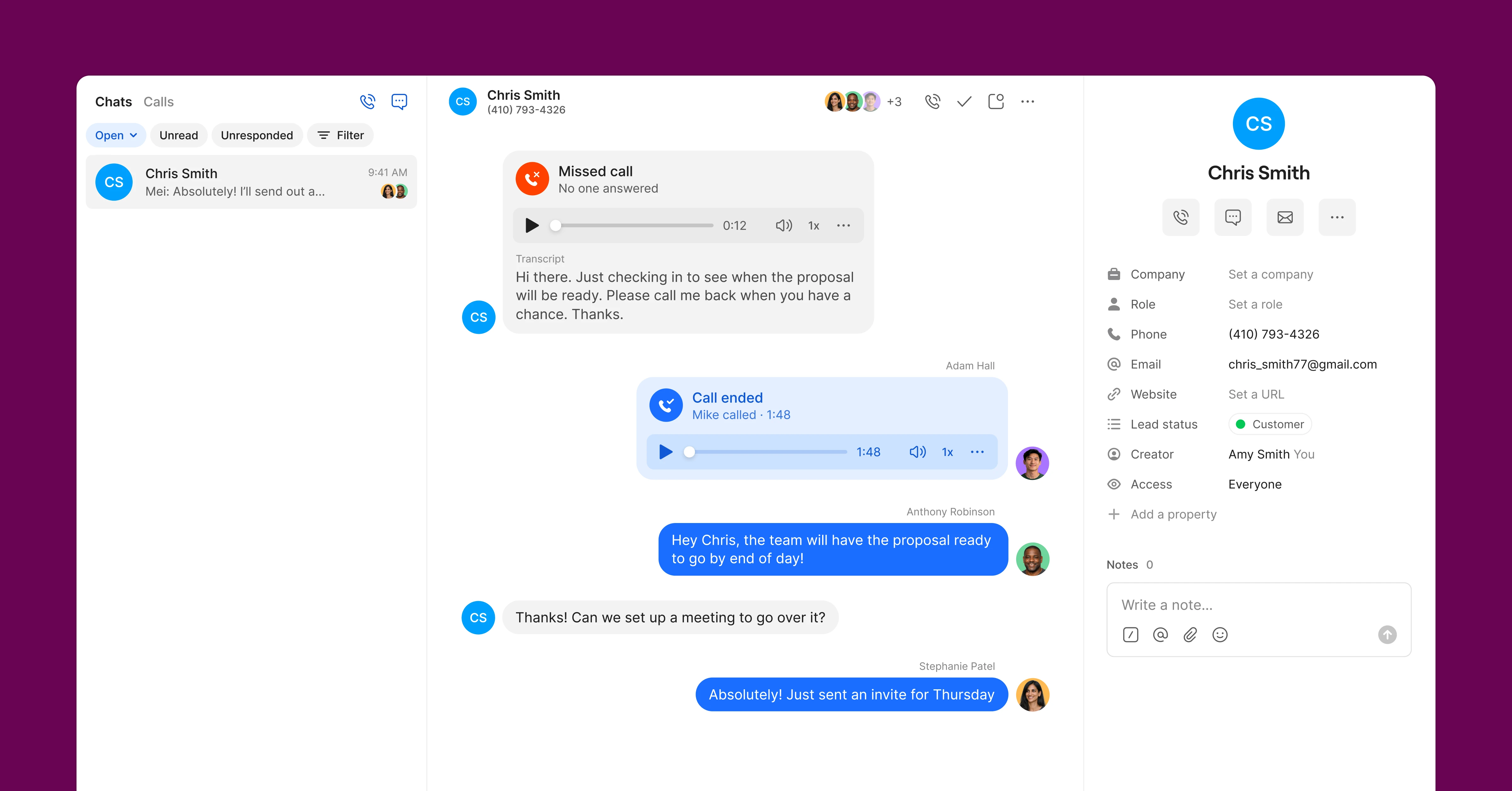 Quo (OpenPhone) Collaborative Shared Team Phone Inbox