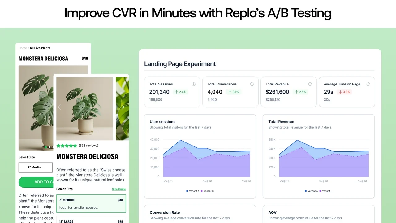 Replo Experiments Native AB Testing Configuration