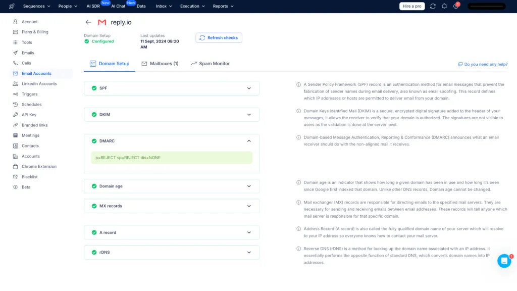 Reply.io Automated Mailbox Warmup and Deliverability Center