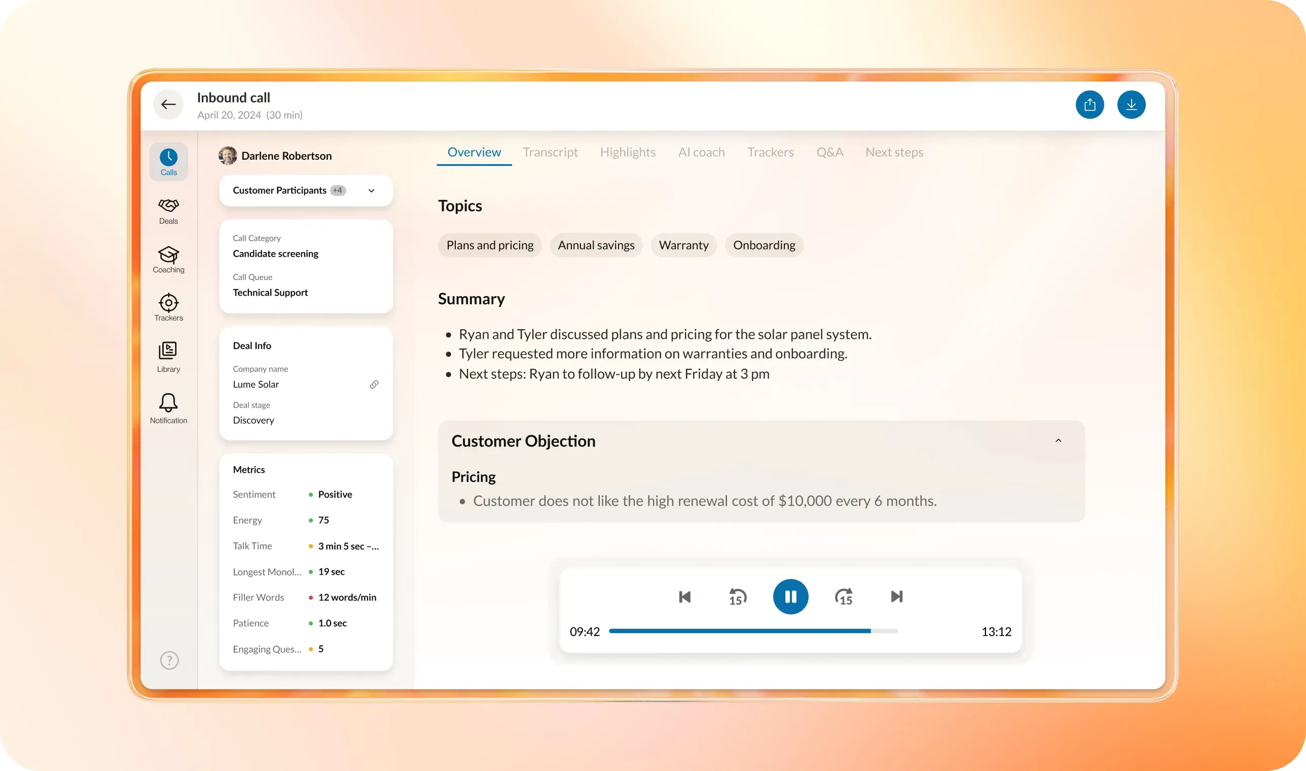 RingSense AI Conversational Intelligence and Sentiment Scoring