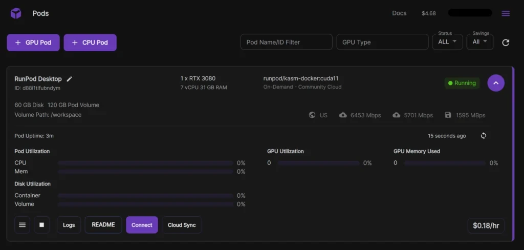 RunPod GPU Pod Provisioning & Hardware Selector