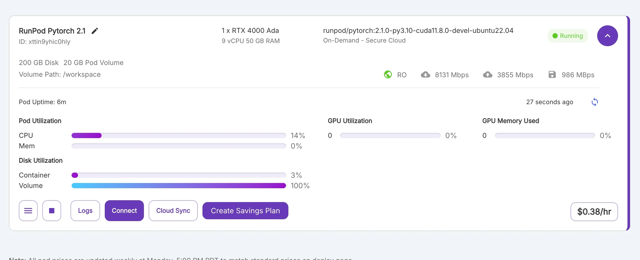 RunPod JupyterLab & Persistent Storage Volume Configuration