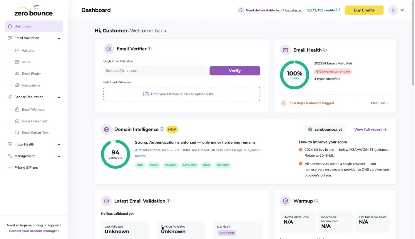 ZeroBounce Email Validation Single and Bulk Verification Dashboard