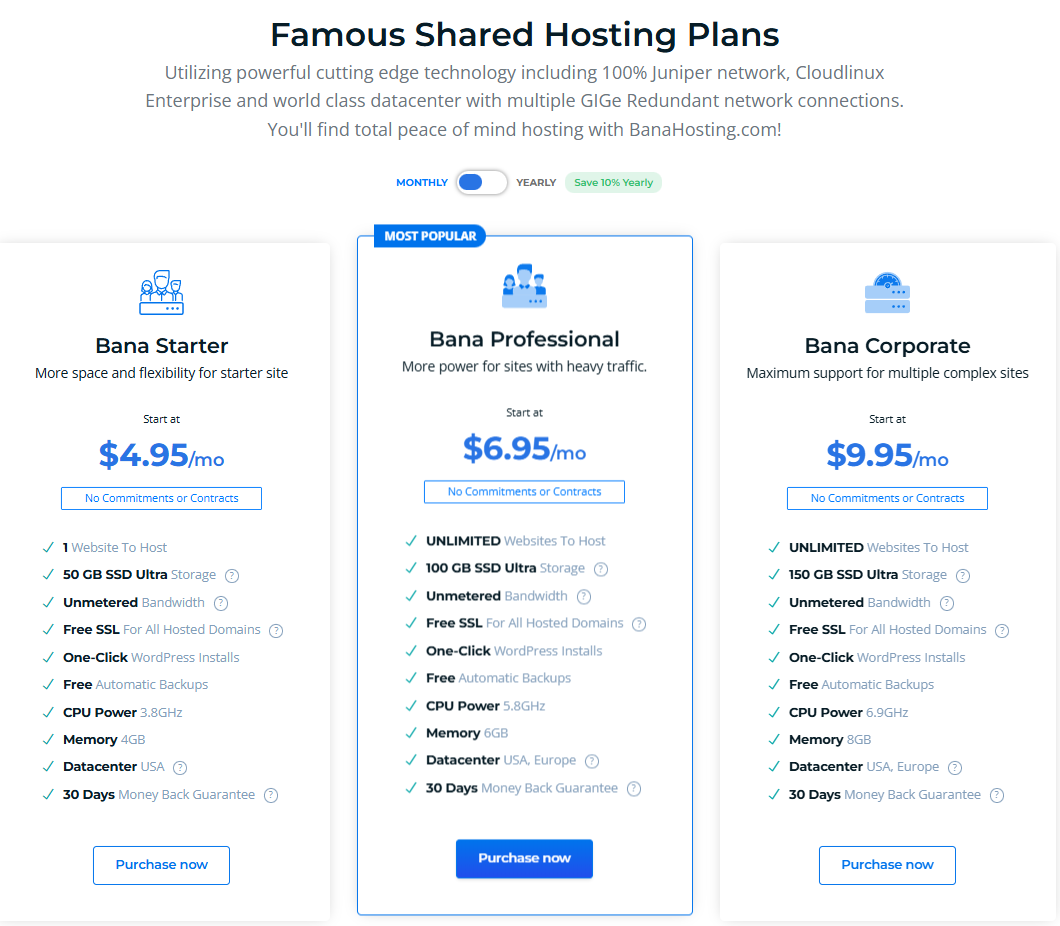Banahosting Pricing