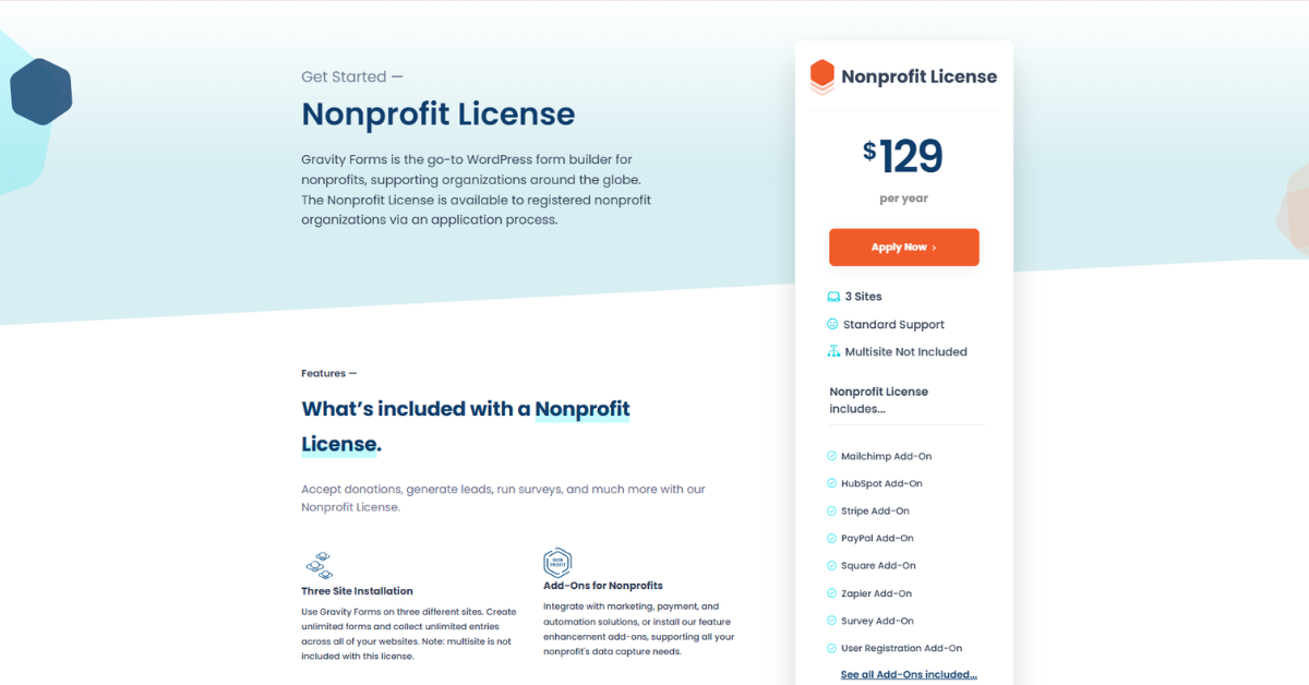 Gravity Forms Review , Nonprofit License