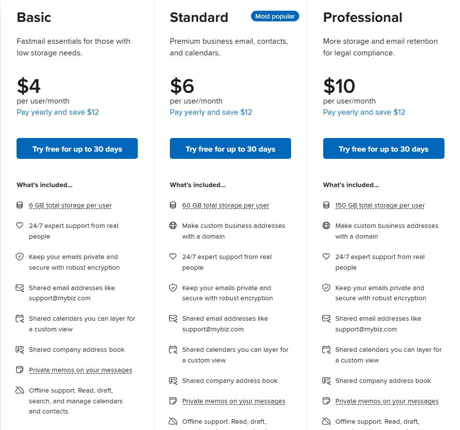 Pricing Fastmail Business - Fastmail Review