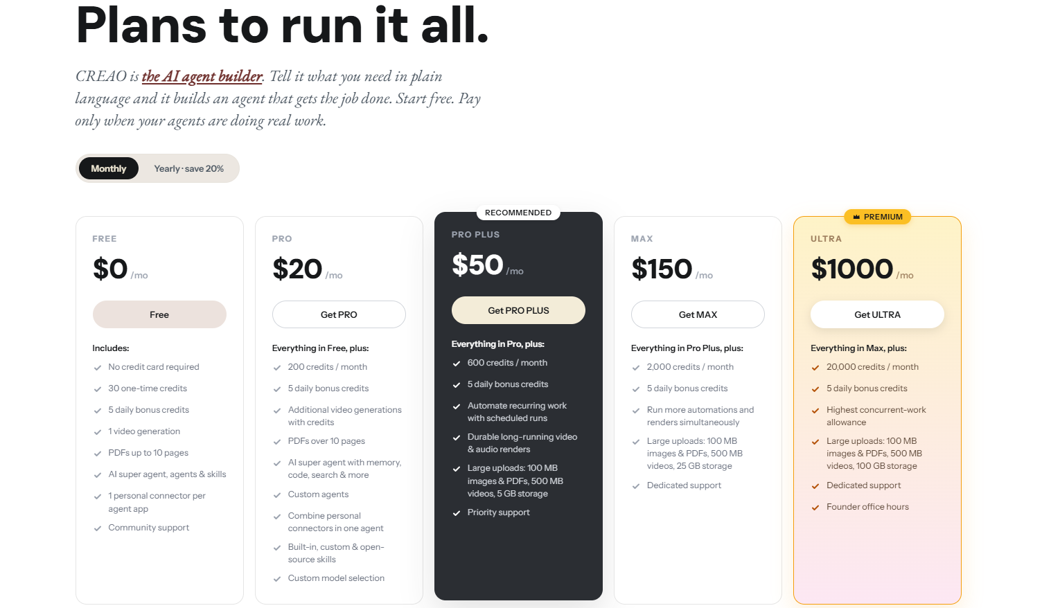 CREAO AI Pricing - CREAO AI - CREAO AI Review